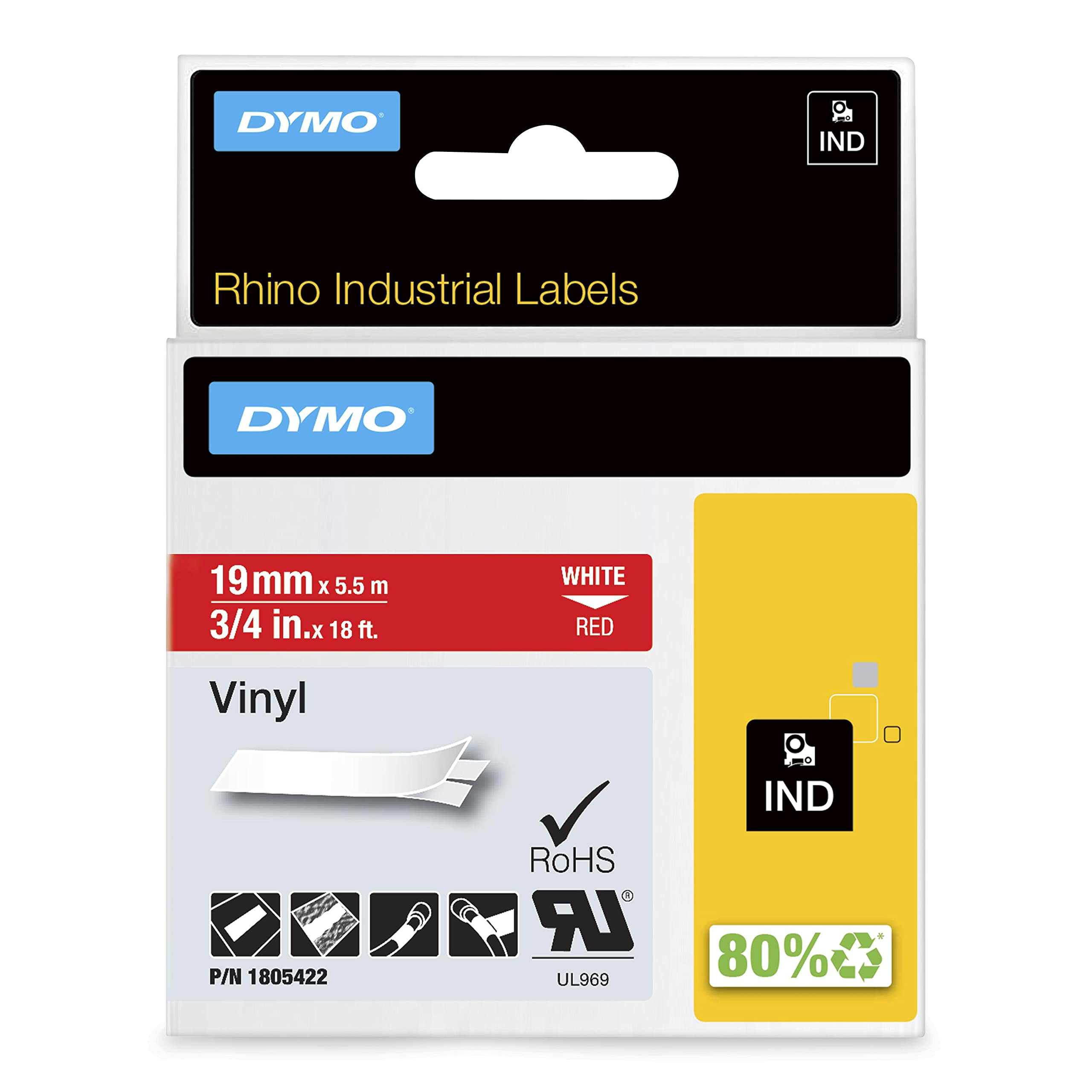 dymo-rhino-ruban-vinyle-industriel-12-mm-x-5-5-m-noir-sur-jaune image 5