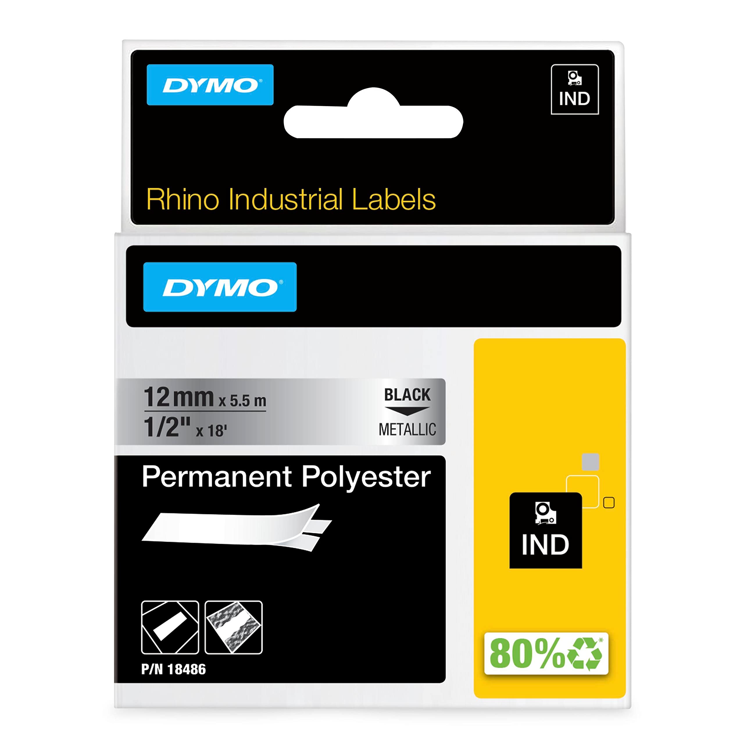dymo-ind-rhino-18485-ruban-polyester-9-mm-x-5-5-m-m-tallique-noir image 3