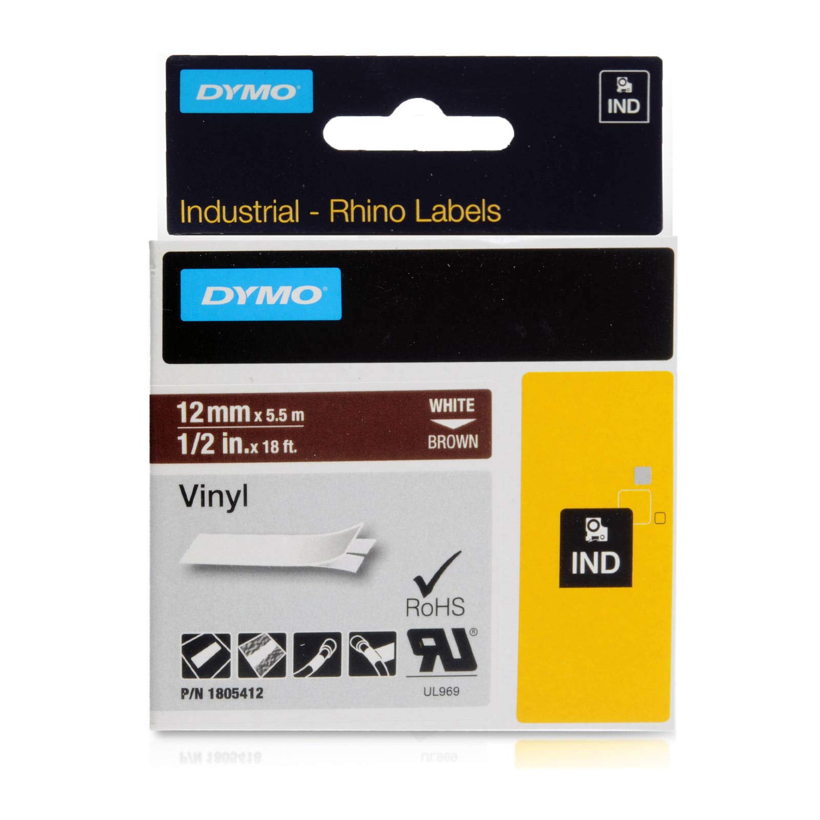 dymo-1805437-tiquettes-vinyle-rhino-12-mm-x-5-5-m-noir-sur-blanc image 8