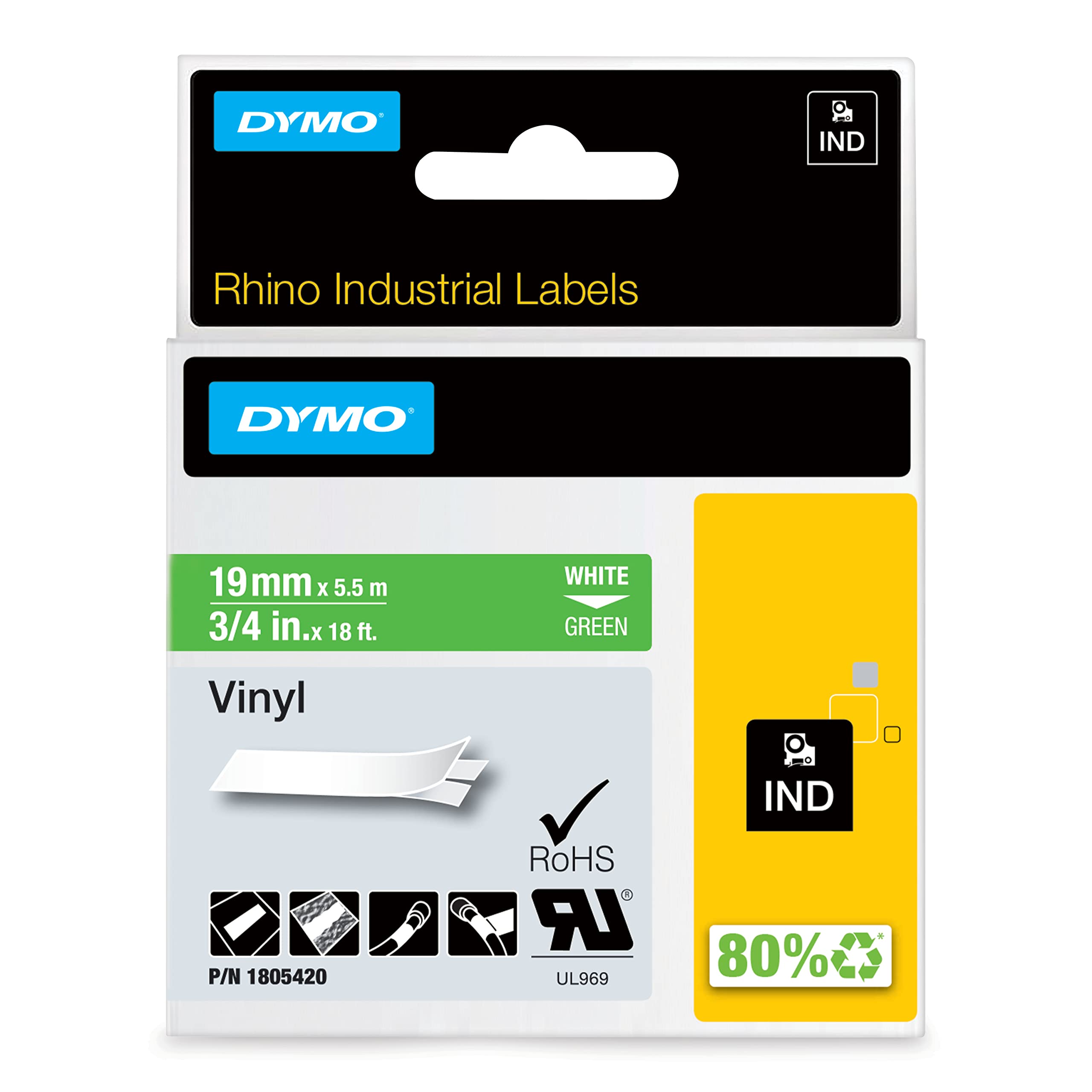 dymo-rhino-ruban-vinyle-industriel-12-mm-x-5-5-m-noir-sur-jaune image 8