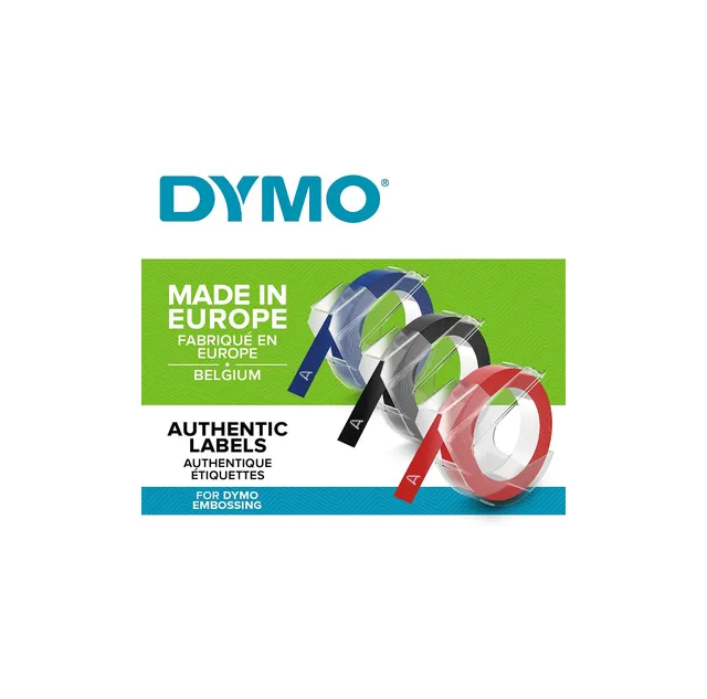 dymo-rubans-3d-9-mm-x-3-m-brillant-lot-de-3-noir-bleu-rouge image 1