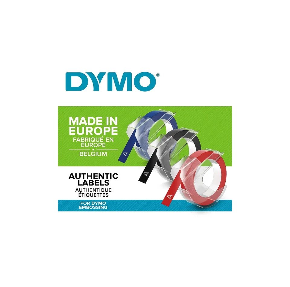dymo-rubans-3d-9-mm-x-3-m-brillant-lot-de-3-noir-bleu-rouge image 1