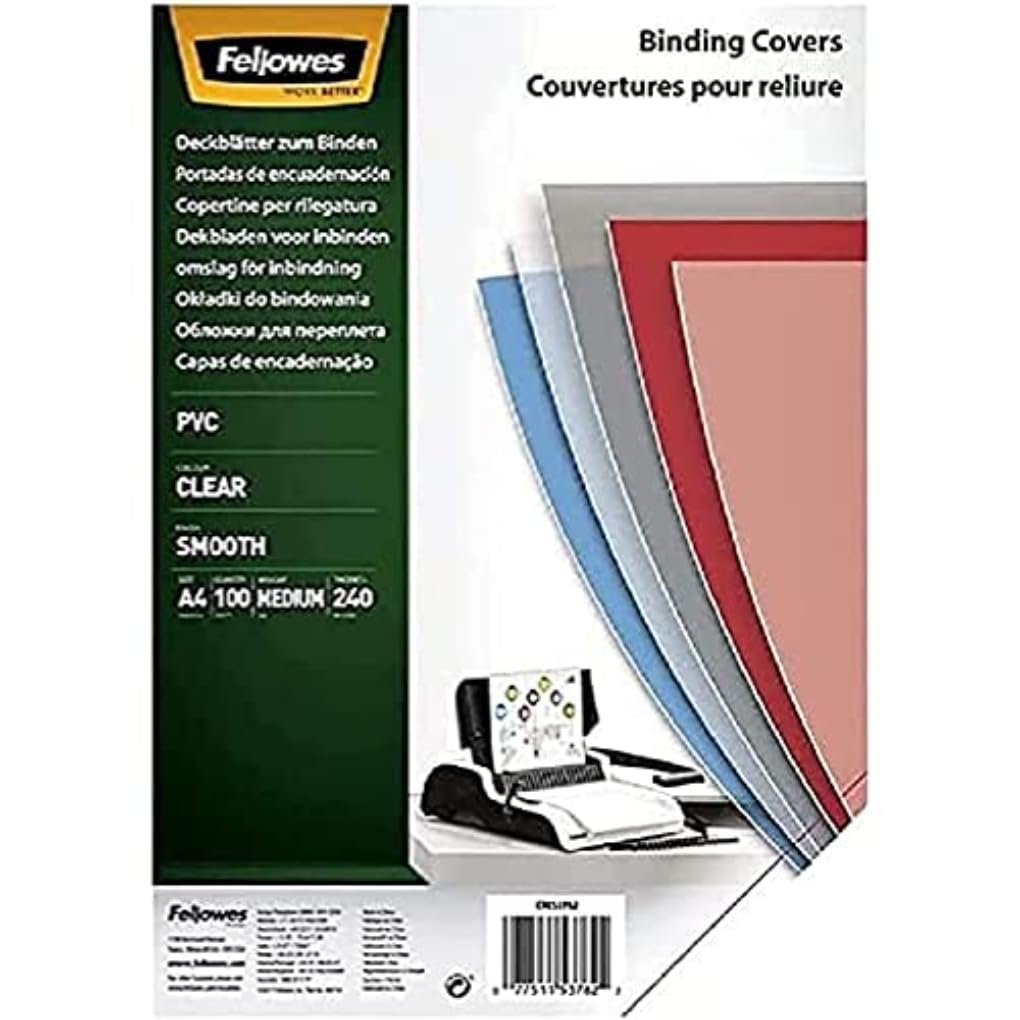 fellowes-couvertures-de-reliure-pvc-transparent-a4-200-microns-pack-de-100 image 5
