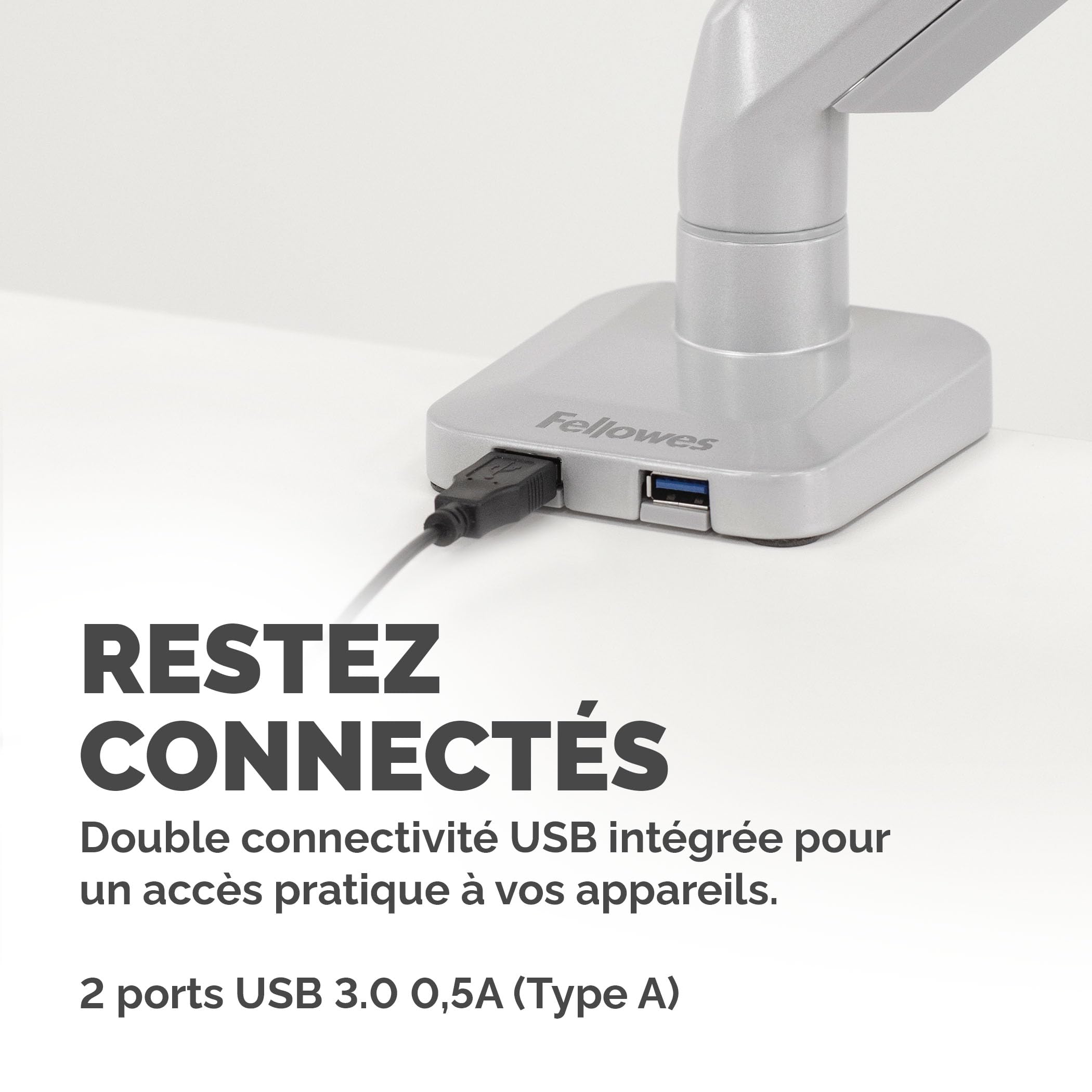 fellowes-platinum-series-bras-porte-cran-simple-argent-jusqu-32-avec-2-ports-usb image 6