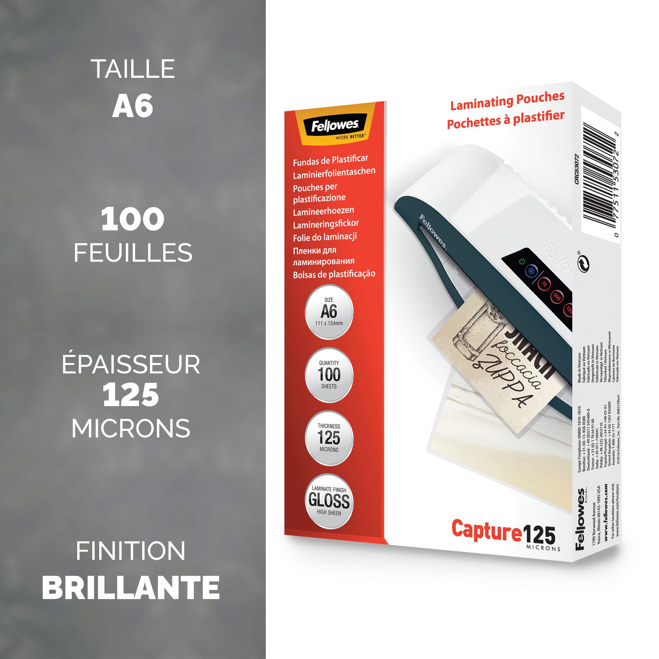 fellowes-pochettes-de-plastification-a6-brillantes-250-microns-lot-de-100 image 2