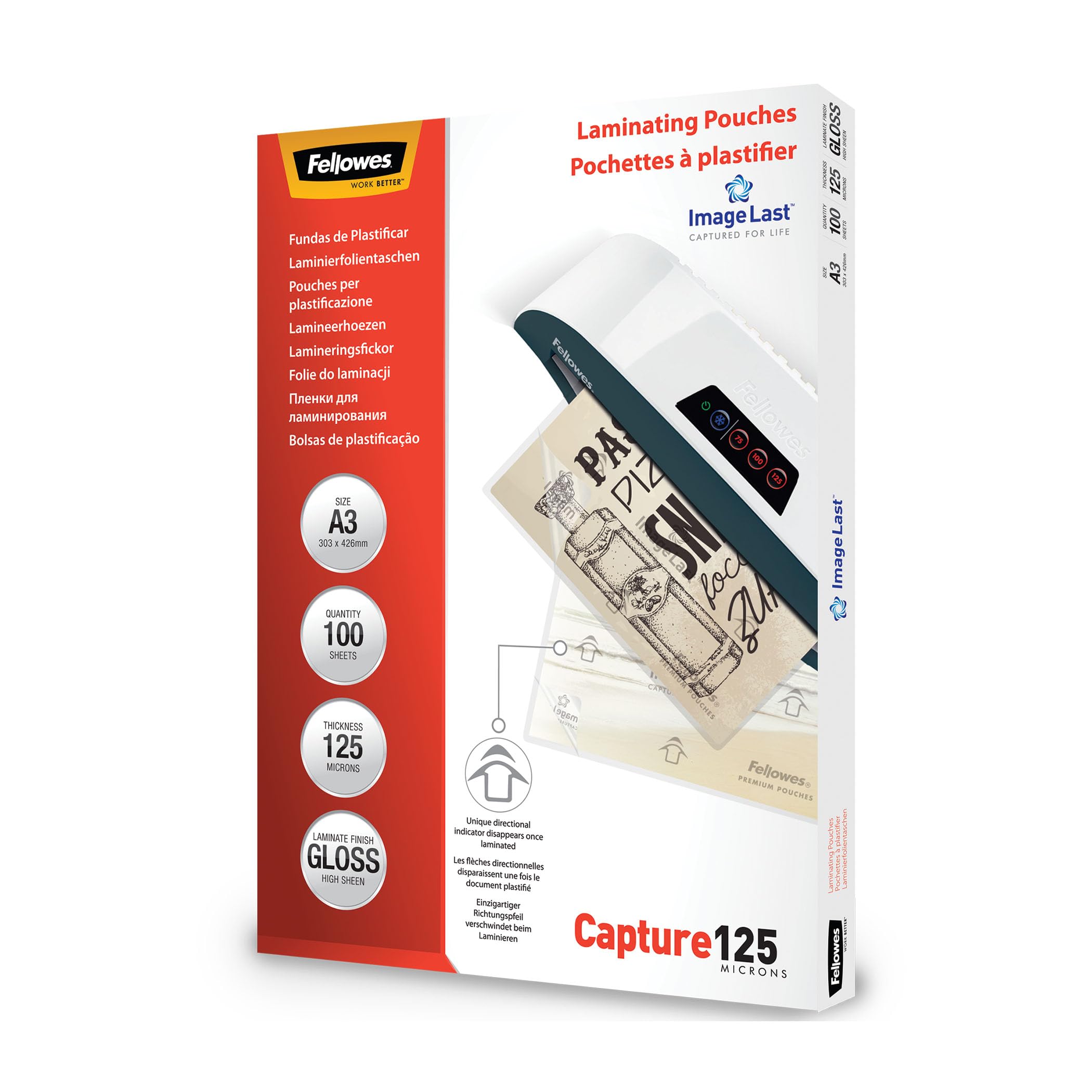 fellowes-pochettes-plastifier-a3-brillantes-125-microns image 1