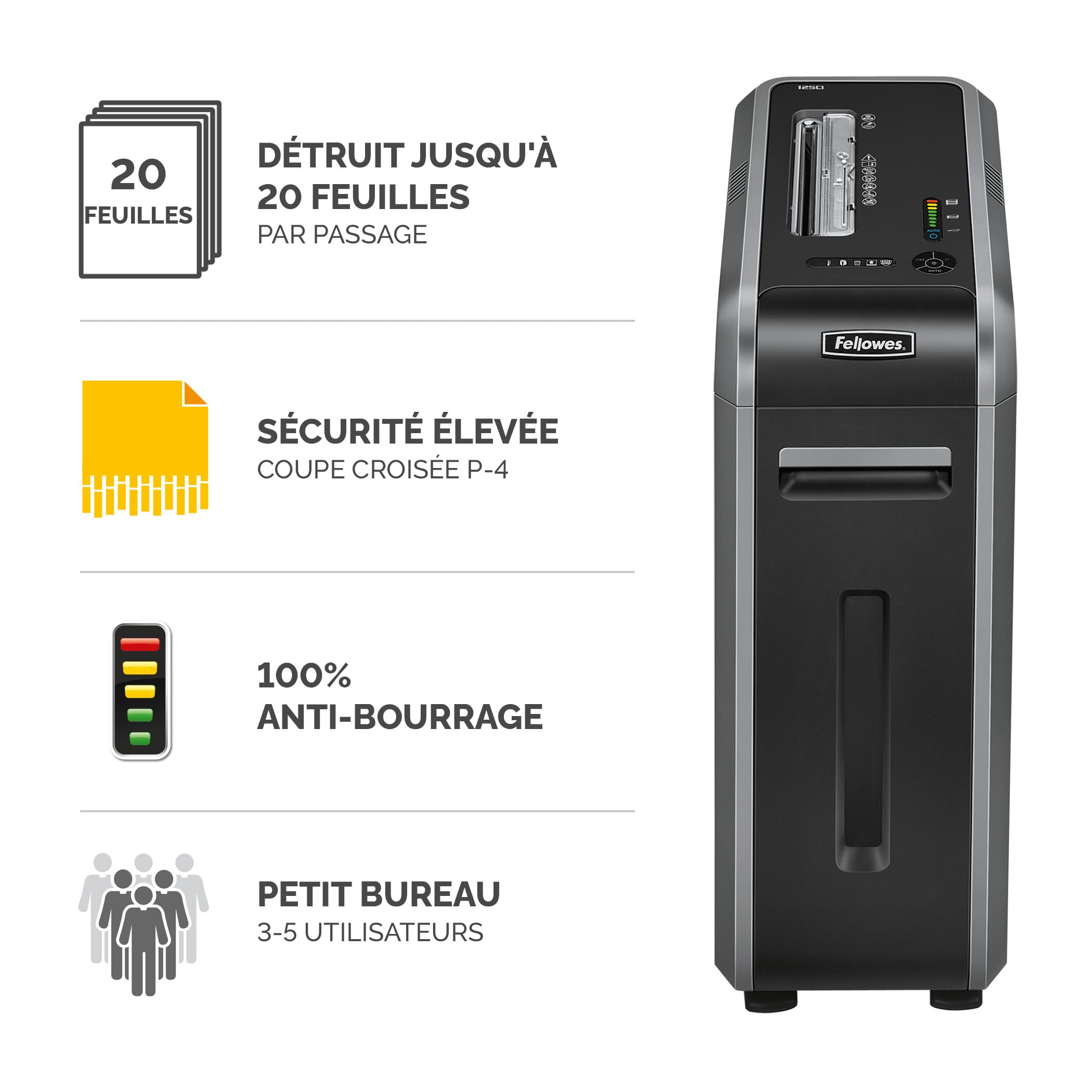 fellowes-powershred-125ci-destructeur-coupe-crois-e-20-feuilles-p-4-noir-anti-bo image 2