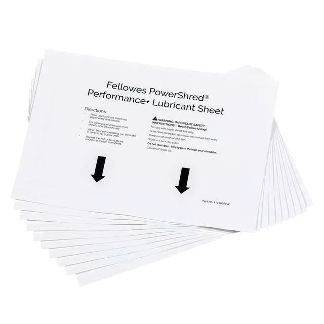 fellowes-lot-de-10-feuilles-lubrifiantes-pour-destructeur-coupe-crois-e-et-micro image 1