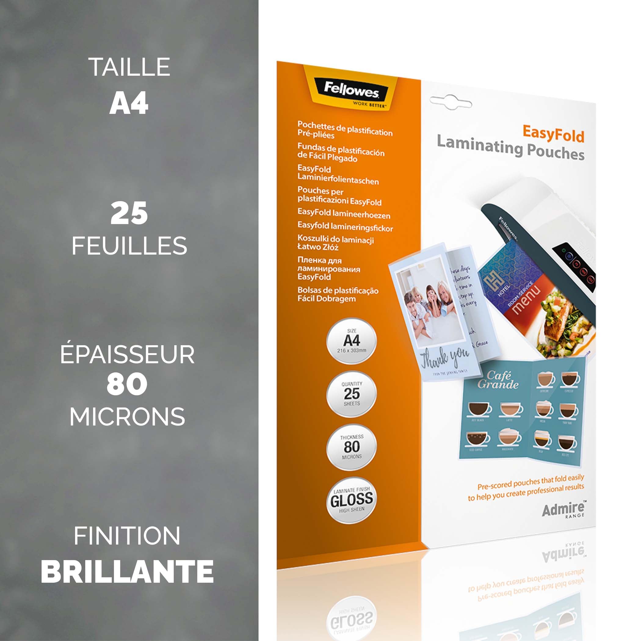 fellowes-admire-easy-fold-pochettes-de-plastification-a4-80-microns-brillant-lot image 2