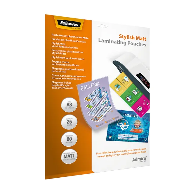 fellowes-admire-pochettes-de-plastification-a3-mat-80-microns-pack-de-25 image 1