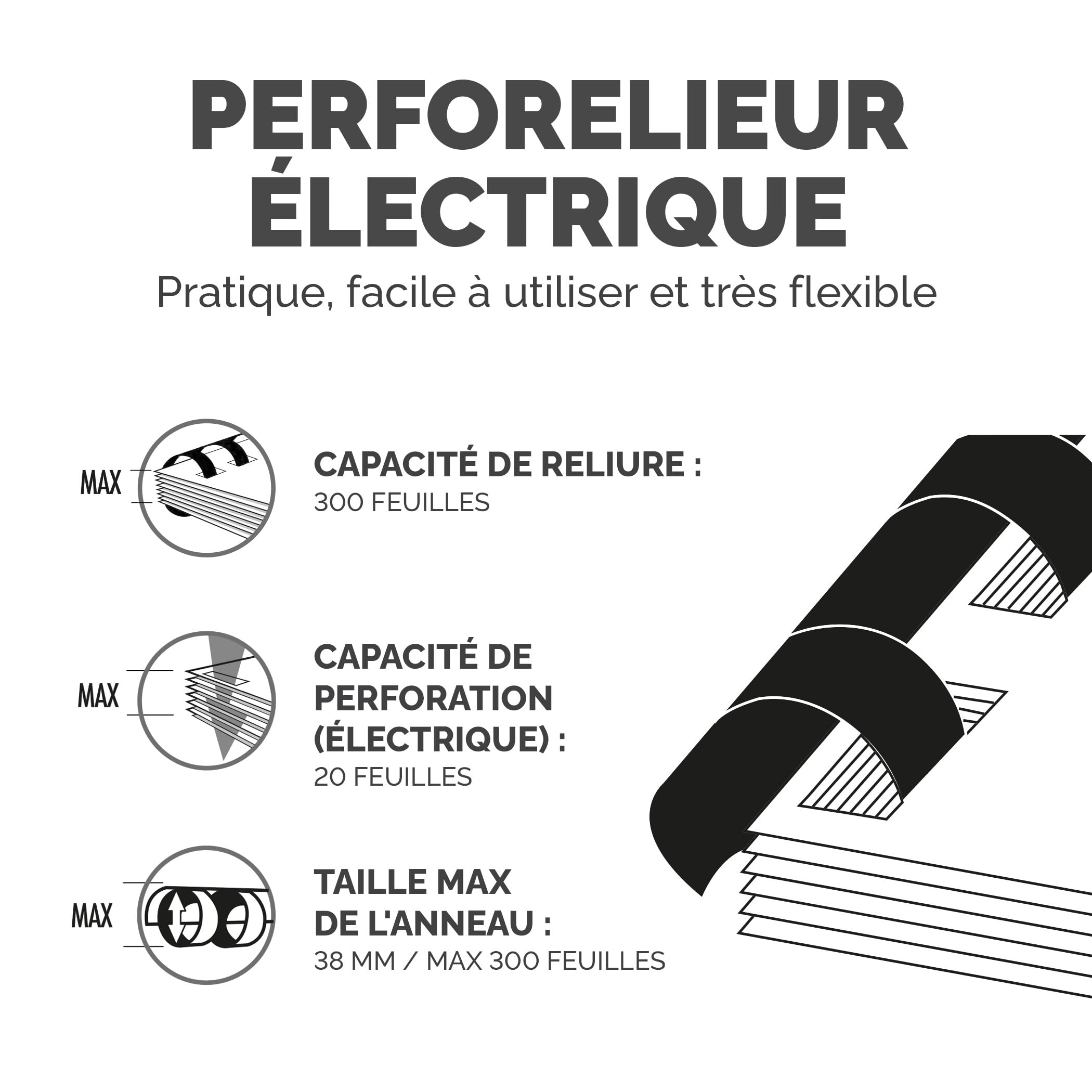fellowes-pulsar-e-machine-relier-lectrique-anneaux-m-talliques-300-feuilles-blan image 2