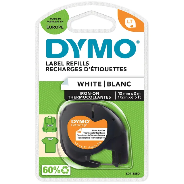 dymo-letratag-tiquettes-v-tements-noir-sur-blanc-12-mm-x-2-m image 1