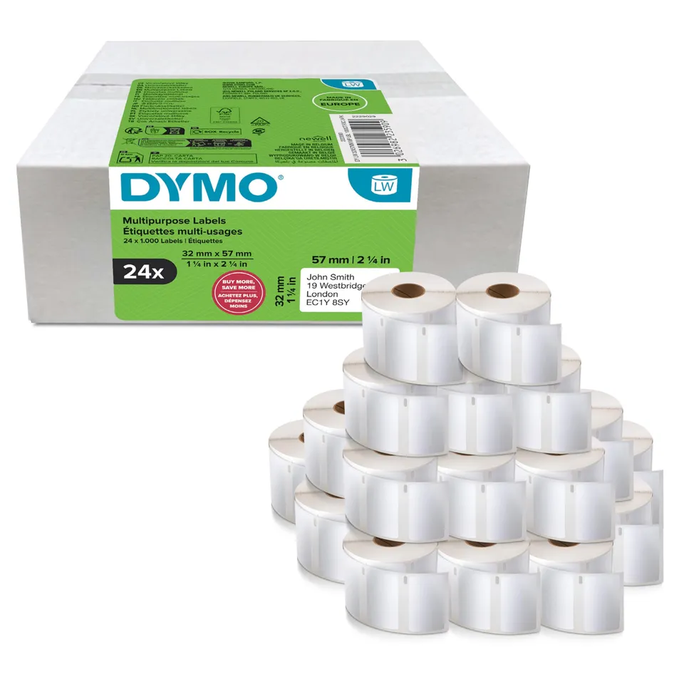 dymo-labelwriter-tiquettes-autocollantes-polyvalentes-32-mm-x-57-mm-24-rouleaux- image 1