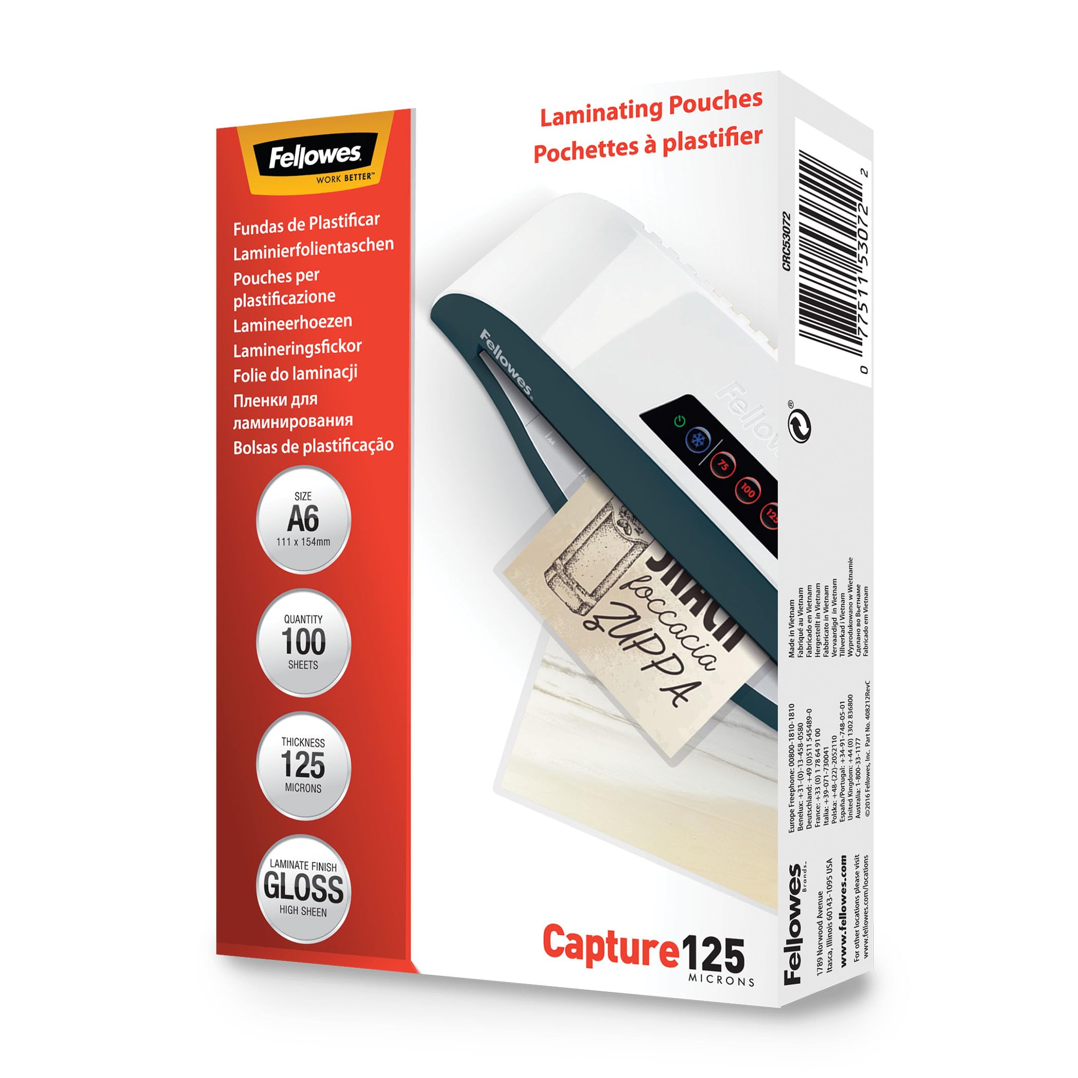 fellowes-pochettes-de-plastification-a6-brillantes-250-microns-lot-de-100 image 1