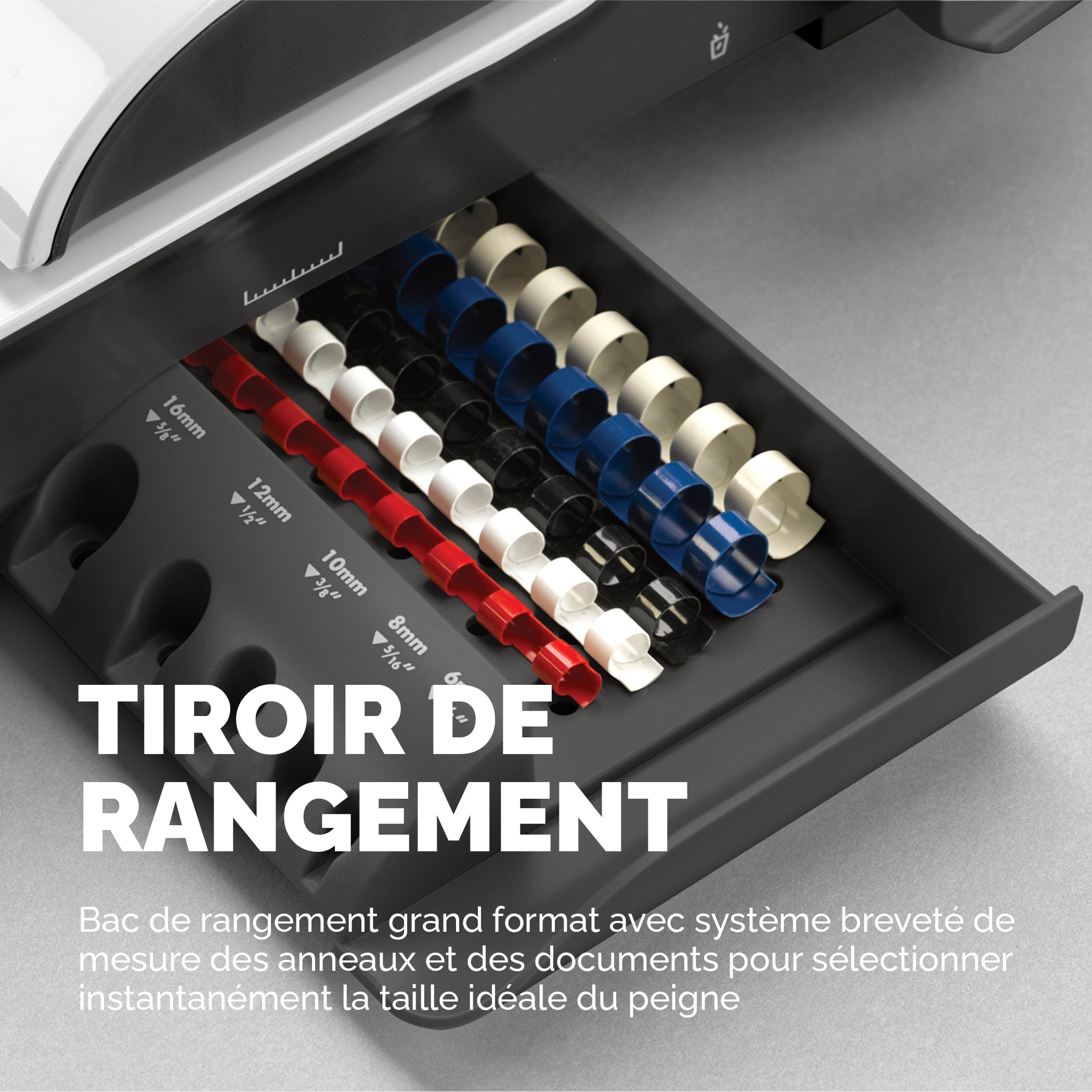 fellowes-pulsar-relieuse-manuelle-anneaux-plastique-20-300-feuilles-tiroir image 4