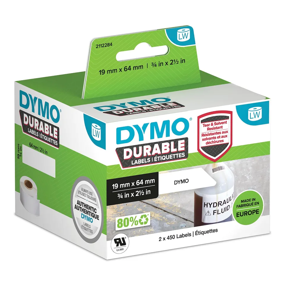 dymo-labelwriter-lot-900-tiquettes-industrielles-plastique-blanc-19x64-mm image 1