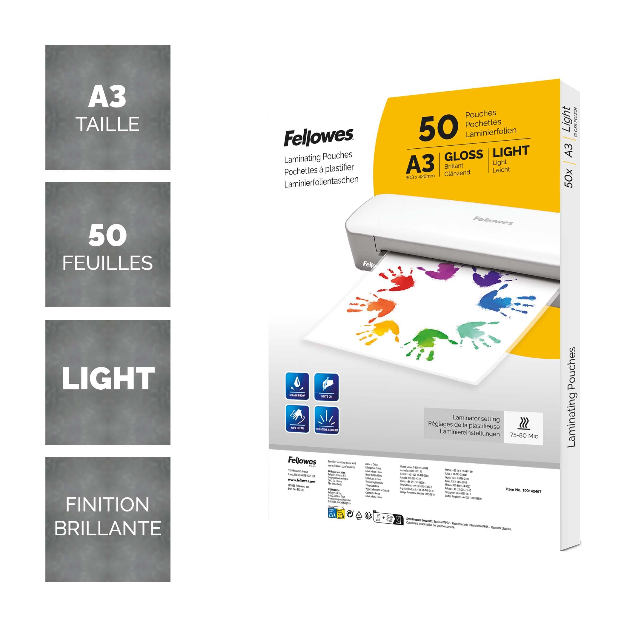 fellowes-pochettes-de-plastification-a3-brillante-lot-de-50 image 2