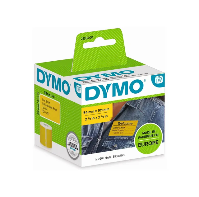 dymo-labelwriter-grandes-tiquettes-jaunes-54-x-101-mm-rouleau-de-220-tiquettes image 1