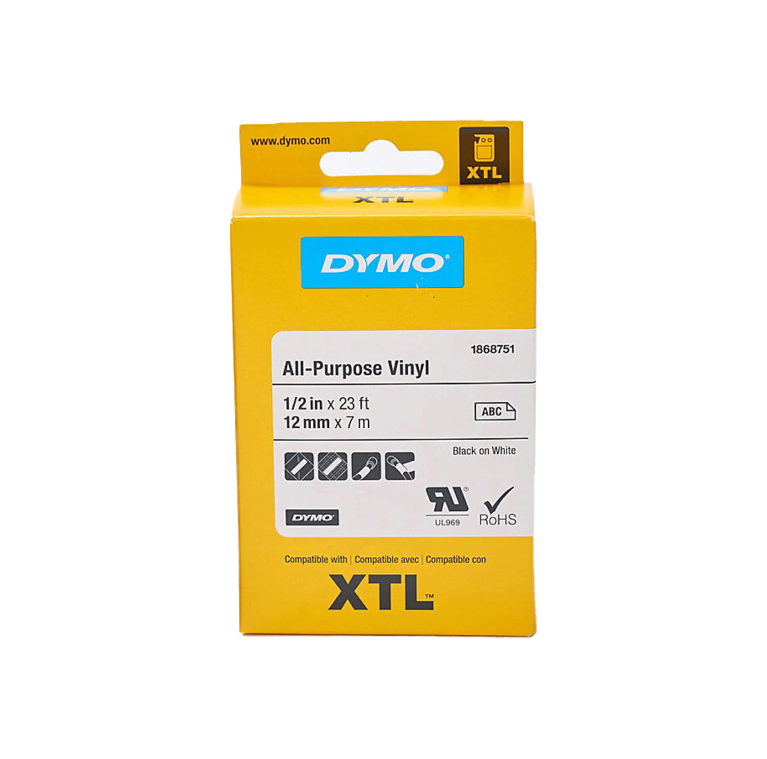 dymo-xtl-cassette-vinyle-12-mm-x-7-m-noir-sur-transparent image 2