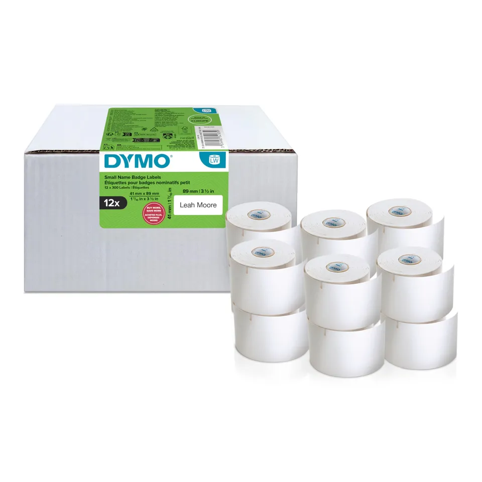dymo-labelwriter-tiquettes-badge-41-x-89-mm-12-rouleaux-de-300-tiquettes image 1