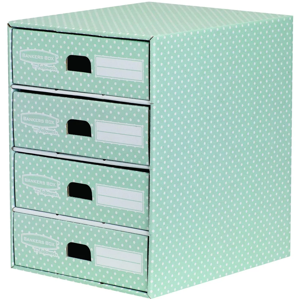 fellowes-bankers-box-style-module-de-classement-4-tiroirs-vert-blanc image 1