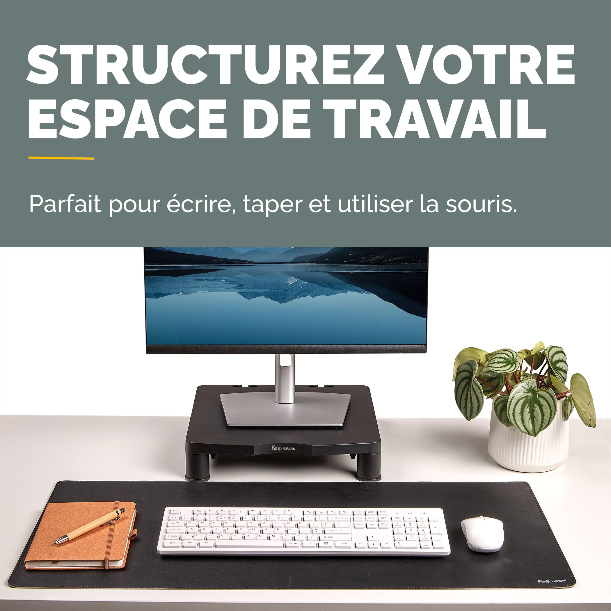 fellowes-everyday-tapis-de-bureau-80-x-40-cm-sous-main-double-face-noir-gris-en- image 2