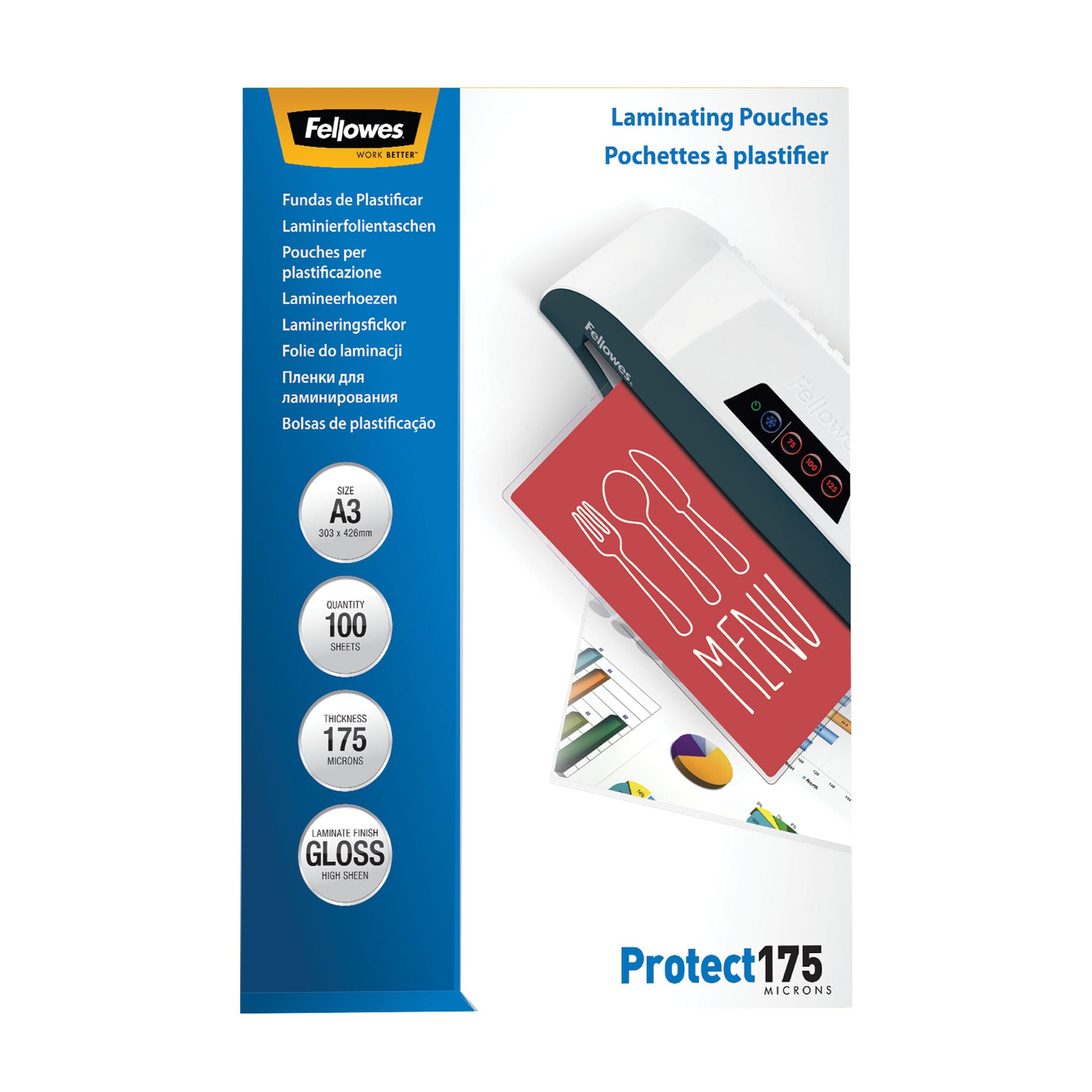 fellowes-imagelast-pochettes-de-plastification-a3-brillantes-350-microns-x100 image 1