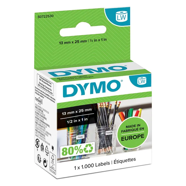 dymo-11353-rouleau-1000-tiquettes-adh-sif-d-collable-25-x-13-mm image 1