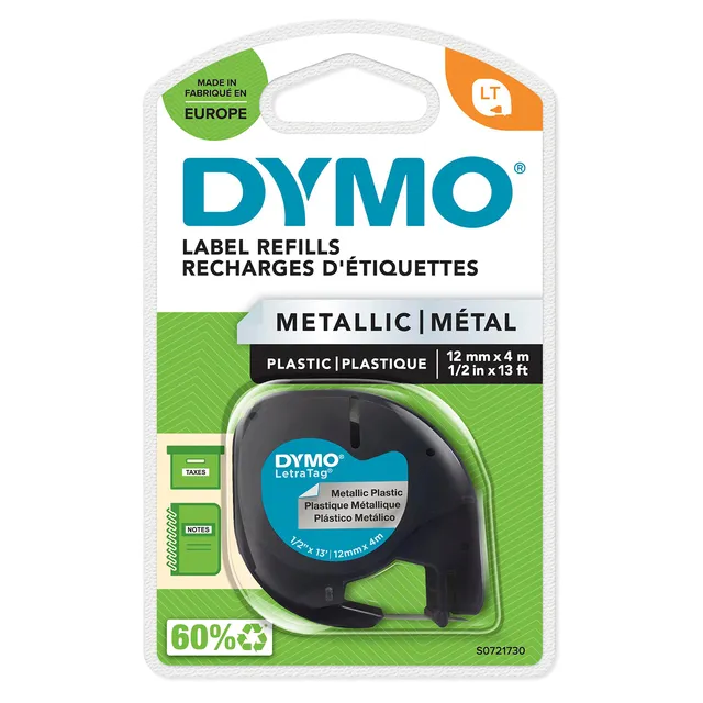 dymo-letratag-tiquettes-m-tallique-12-mm-x-4-m-noir-sur-argent image 1