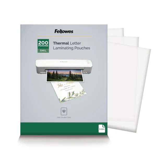 fellowes-pochettes-plastiques-brillantes-letter-thermique-0-127-mm-200-pi-ces image 1