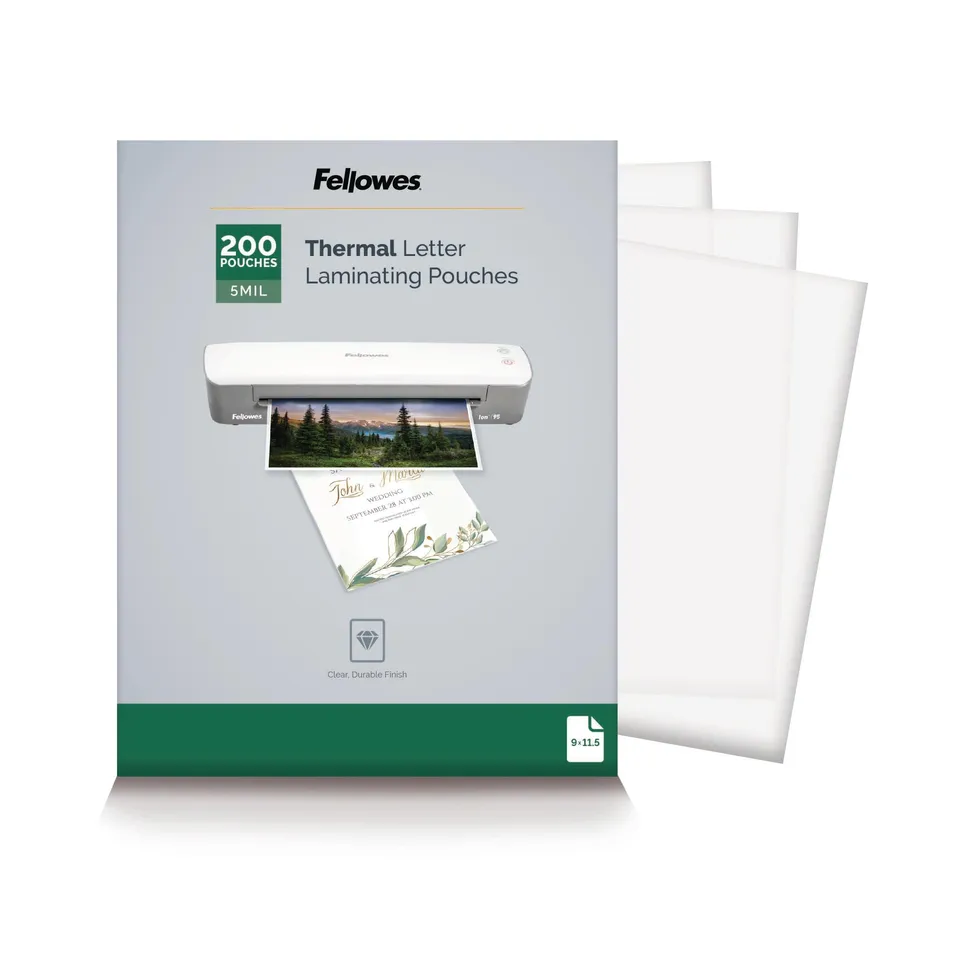 fellowes-pochettes-plastiques-brillantes-letter-thermique-0-127-mm-200-pi-ces image 1