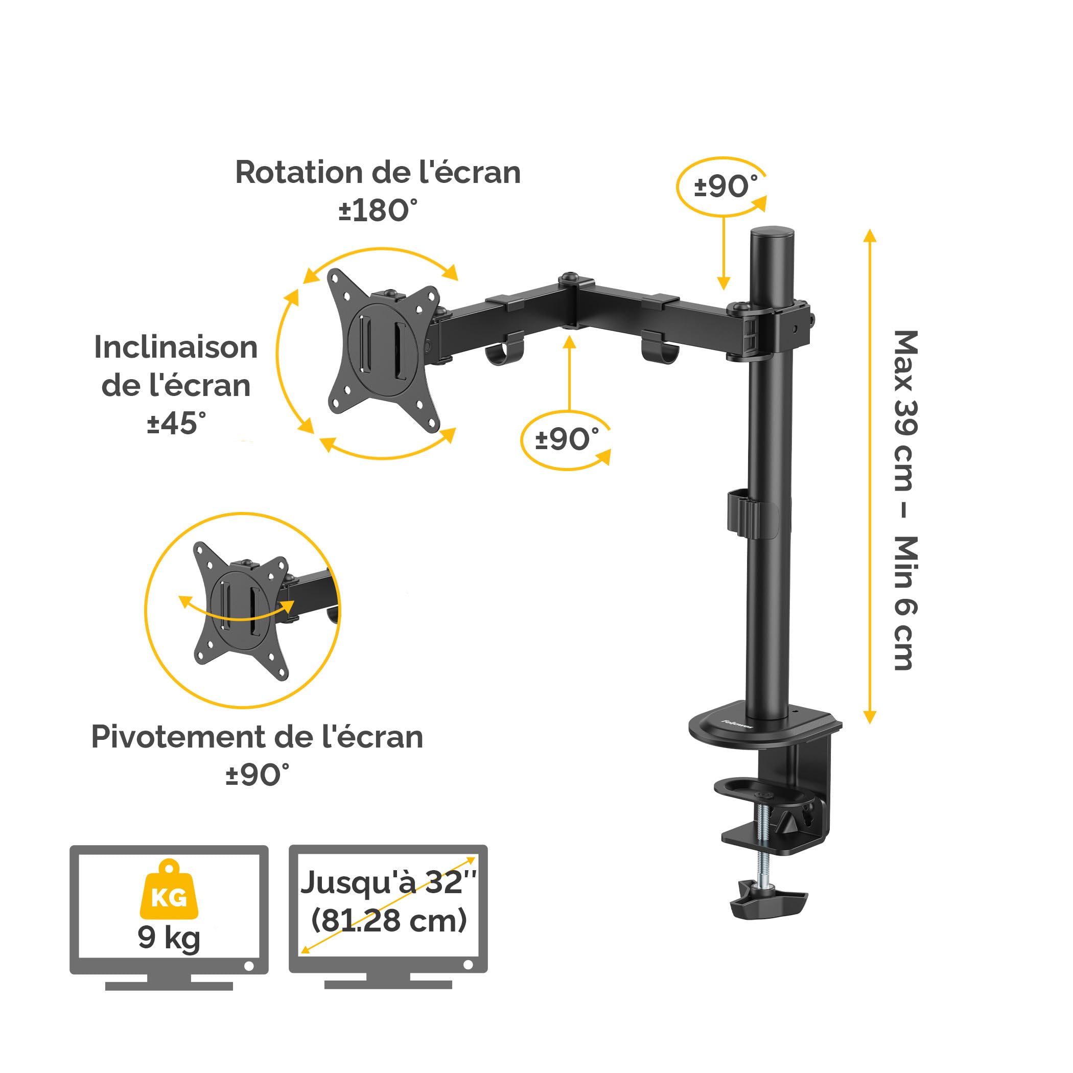 fellowes-everyday-bras-cran-simple-jusqu-32-9-kg-vesa-75-100-pince-illet image 3