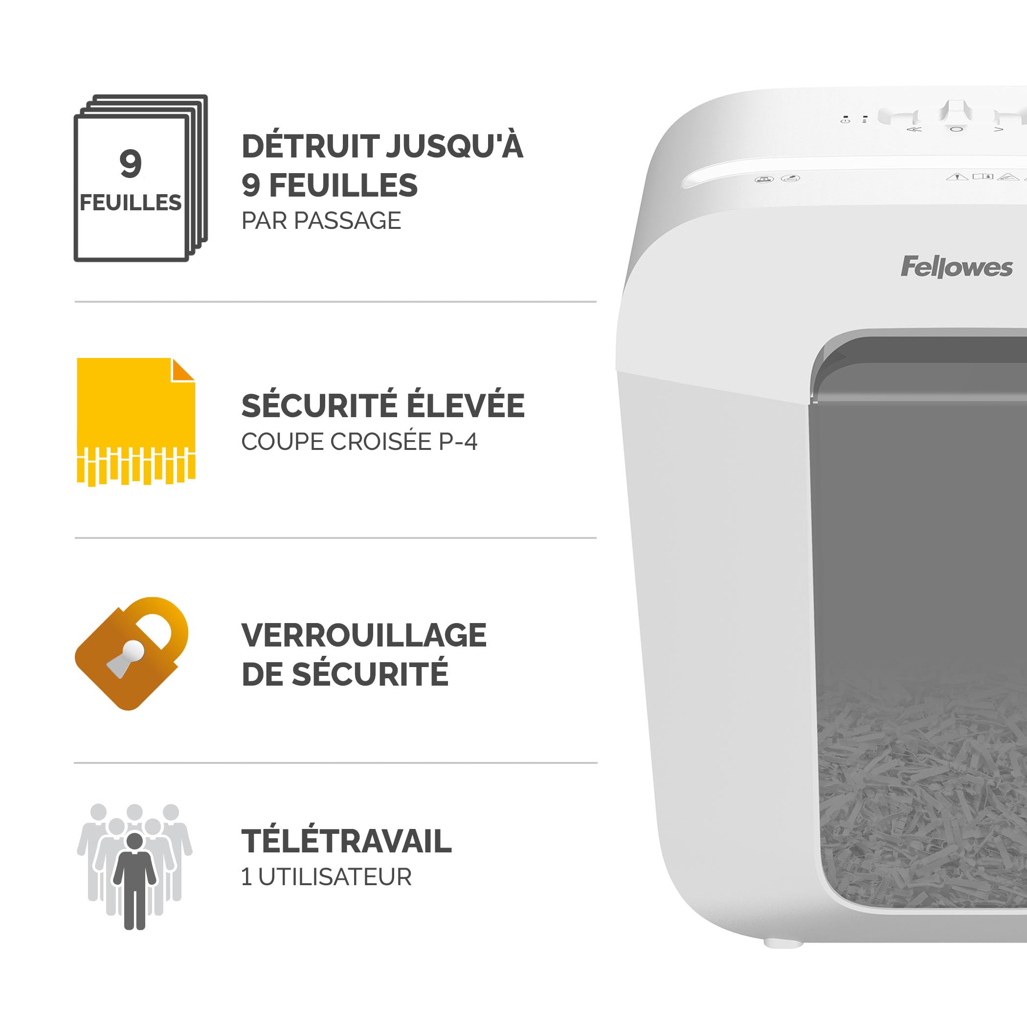 fellowes-lx50-destructeur-coupe-crois-e-9-feuilles-17l-blanc-p-4 image 2