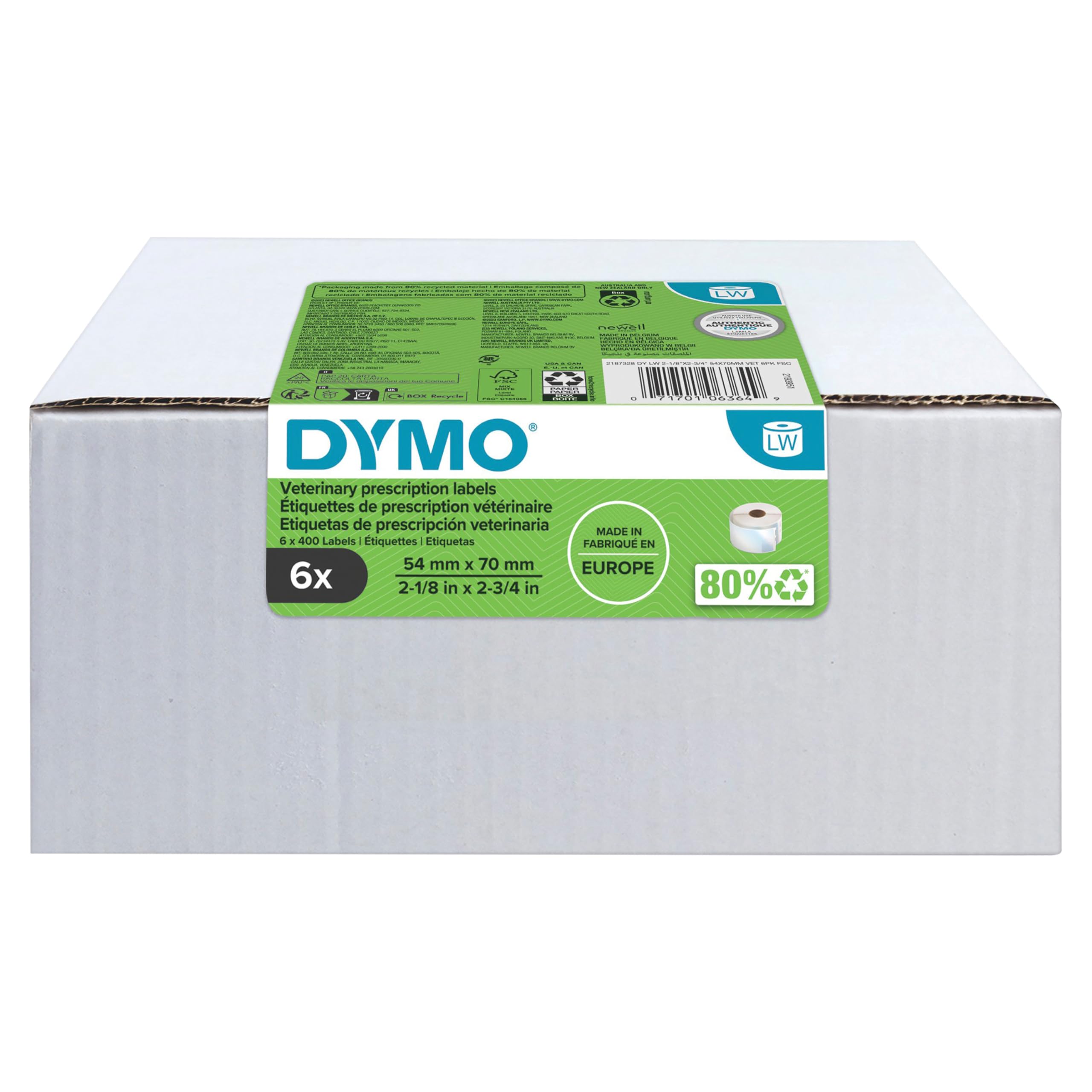 dymo-labelwriter-tiquettes-d-ordonnance-v-t-rinaire-54-mm-x-70-mm-2-400-tiquette image 1