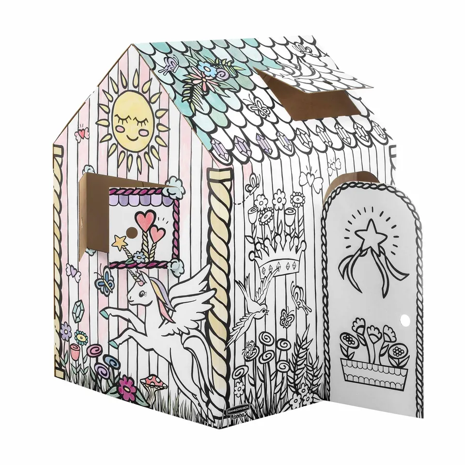 bankers-box-maison-de-jeu-licorne-xxl-carton-colorier-81-3x96-5x121-3-cm image 1