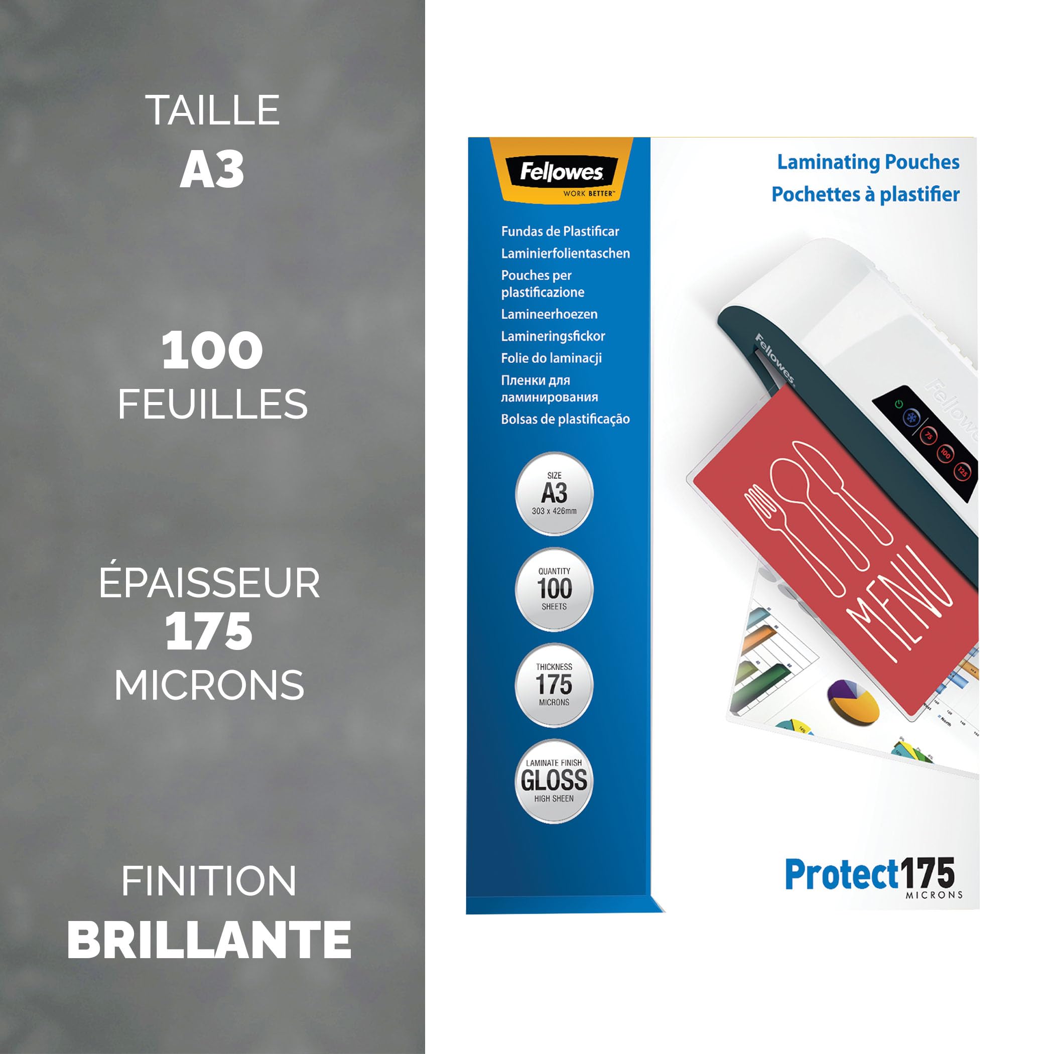 fellowes-imagelast-pochettes-de-plastification-a3-brillantes-350-microns-x100 image 2