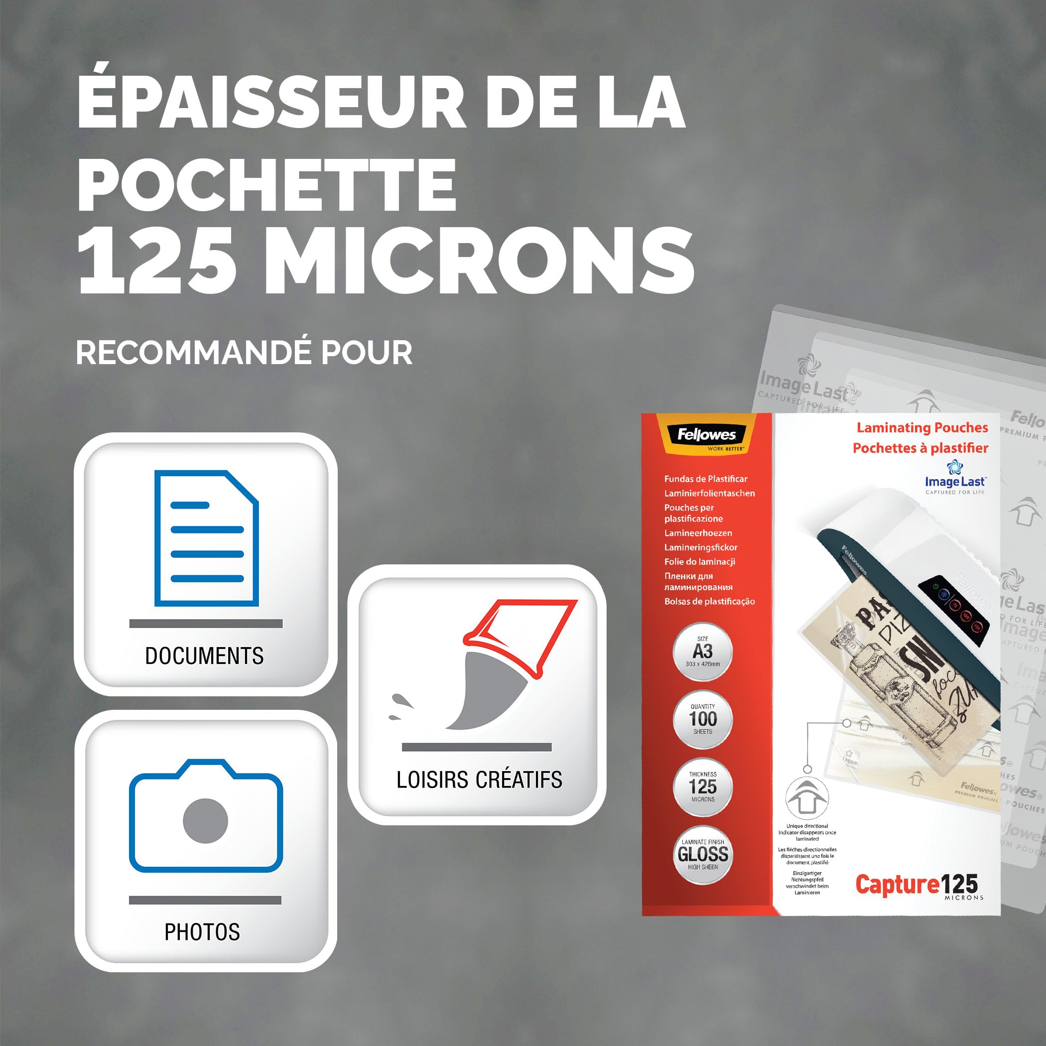 fellowes-pochettes-plastifier-a3-brillantes-125-microns image 3