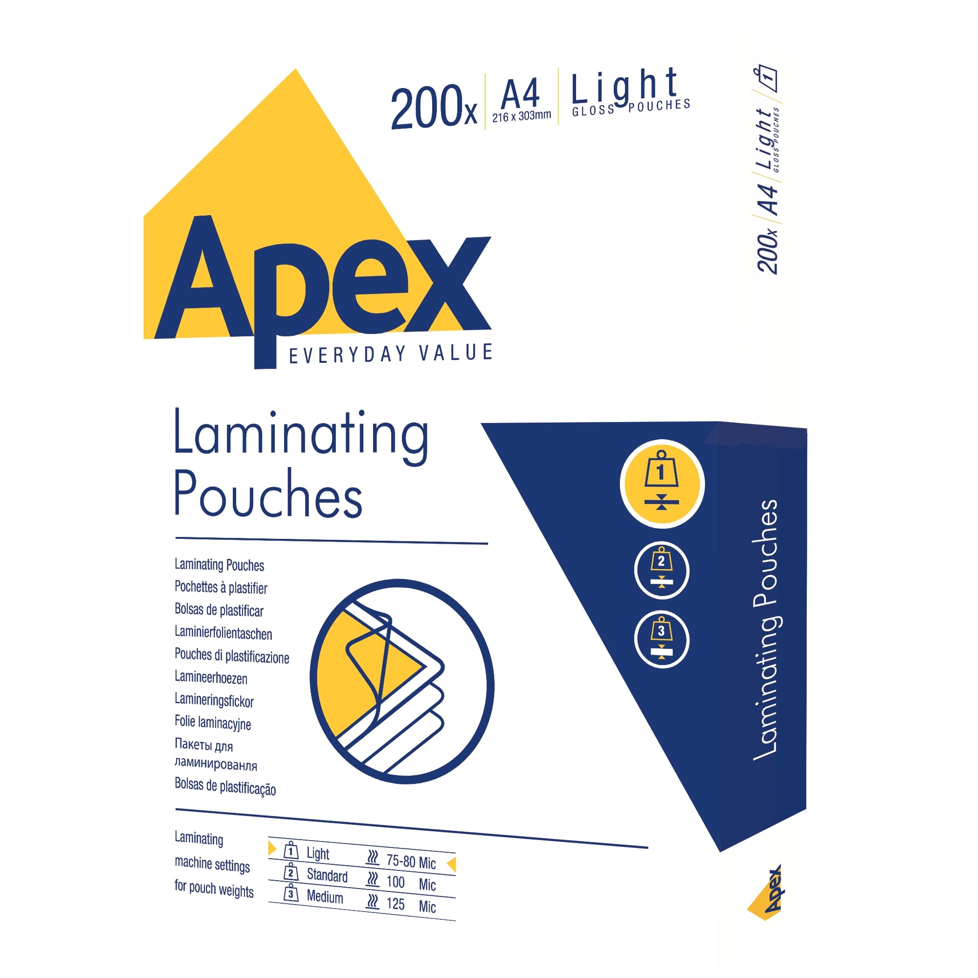 fellowes-apex-lot-200-pochettes-plastifier-a4-160-microns-brillant image 1
