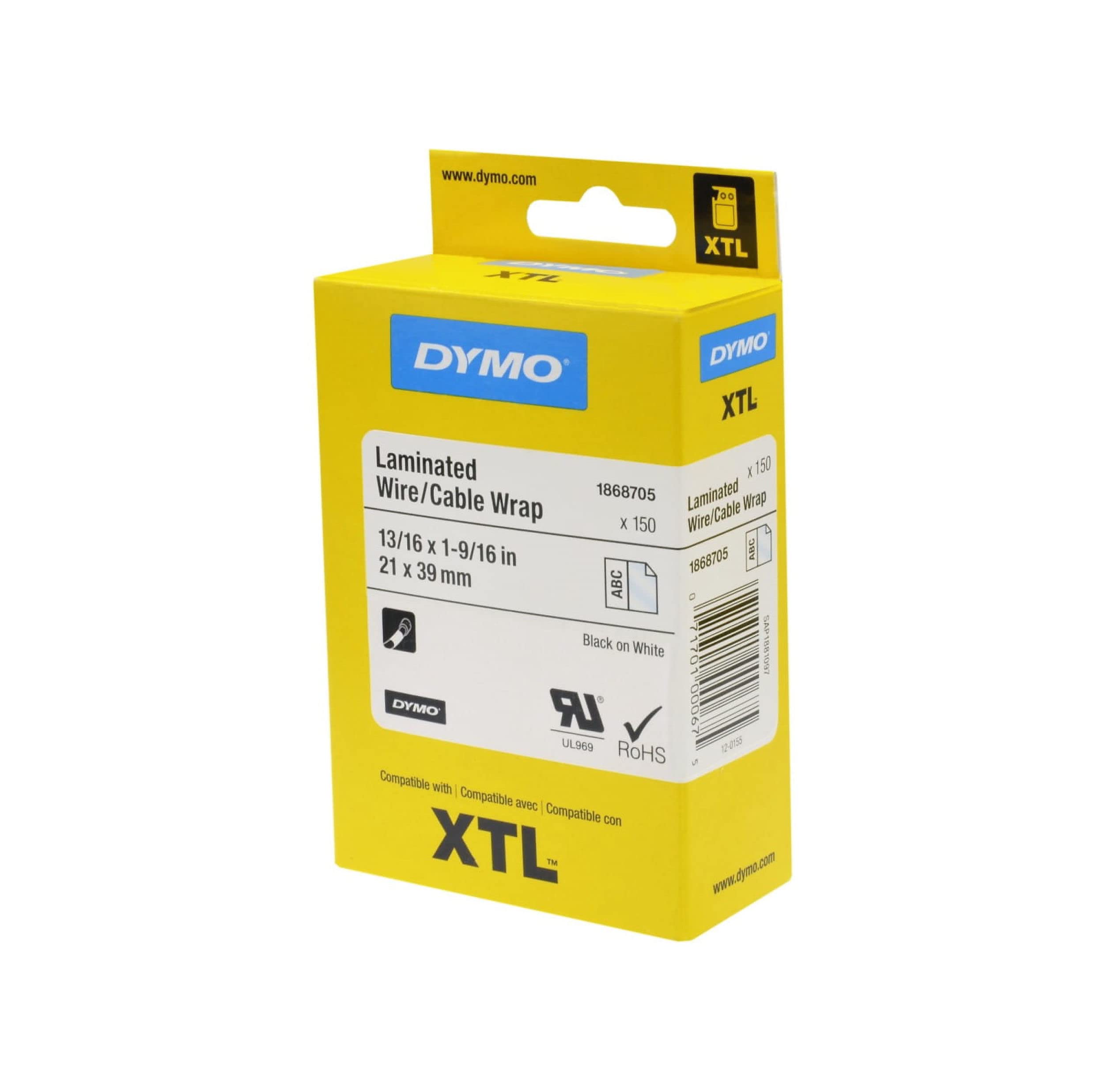 dymo-xtl-tiquettes-gaine-c-ble-21-x-39-mm-noir-sur-blanc-pack-de-150 image 2