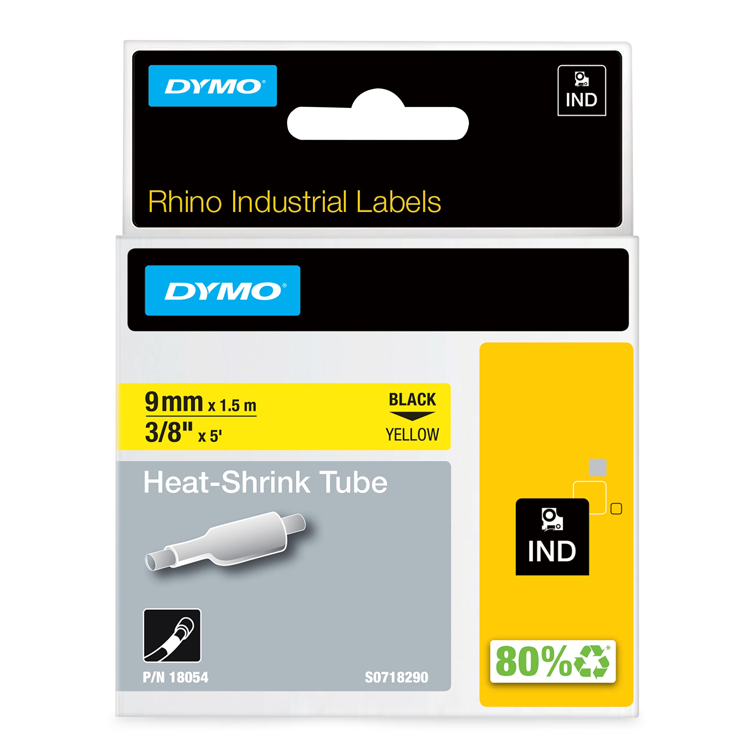 dymo-rhino-gaine-thermor-tractable-industrielle-12-mm-x-1-5-m-noir-sur-jaune image 6