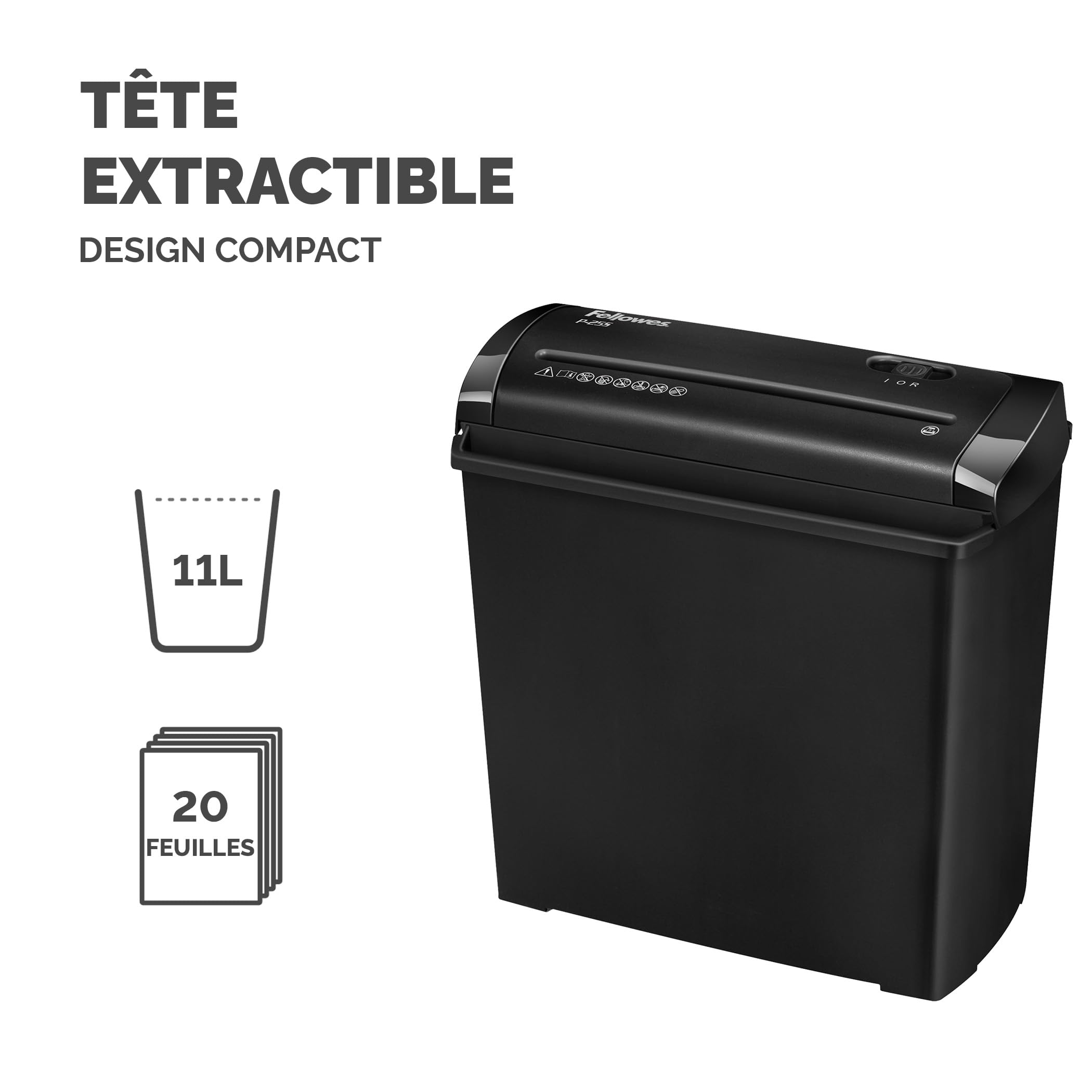 fellowes-powershred-p-25s-destructeur-coupe-droite-5-feuilles-11l-p1-noir image 5