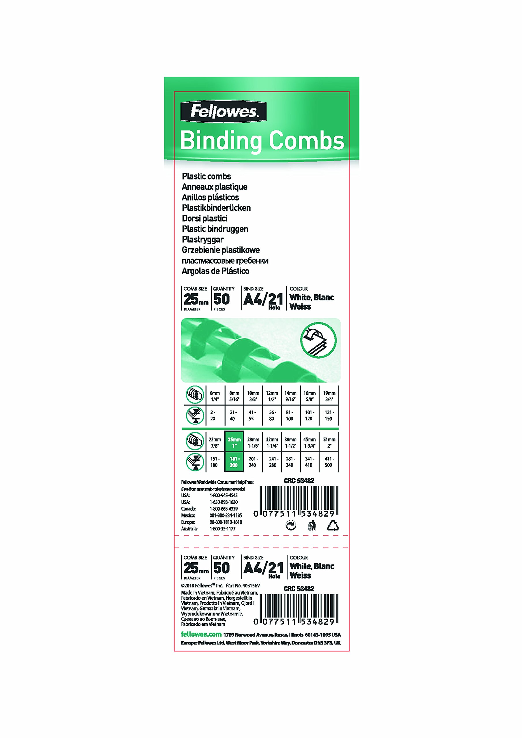 fellowes-5348204-pack-de-50-anneaux-plastiques-25-mm-blanc-a4-21-boucles image 2