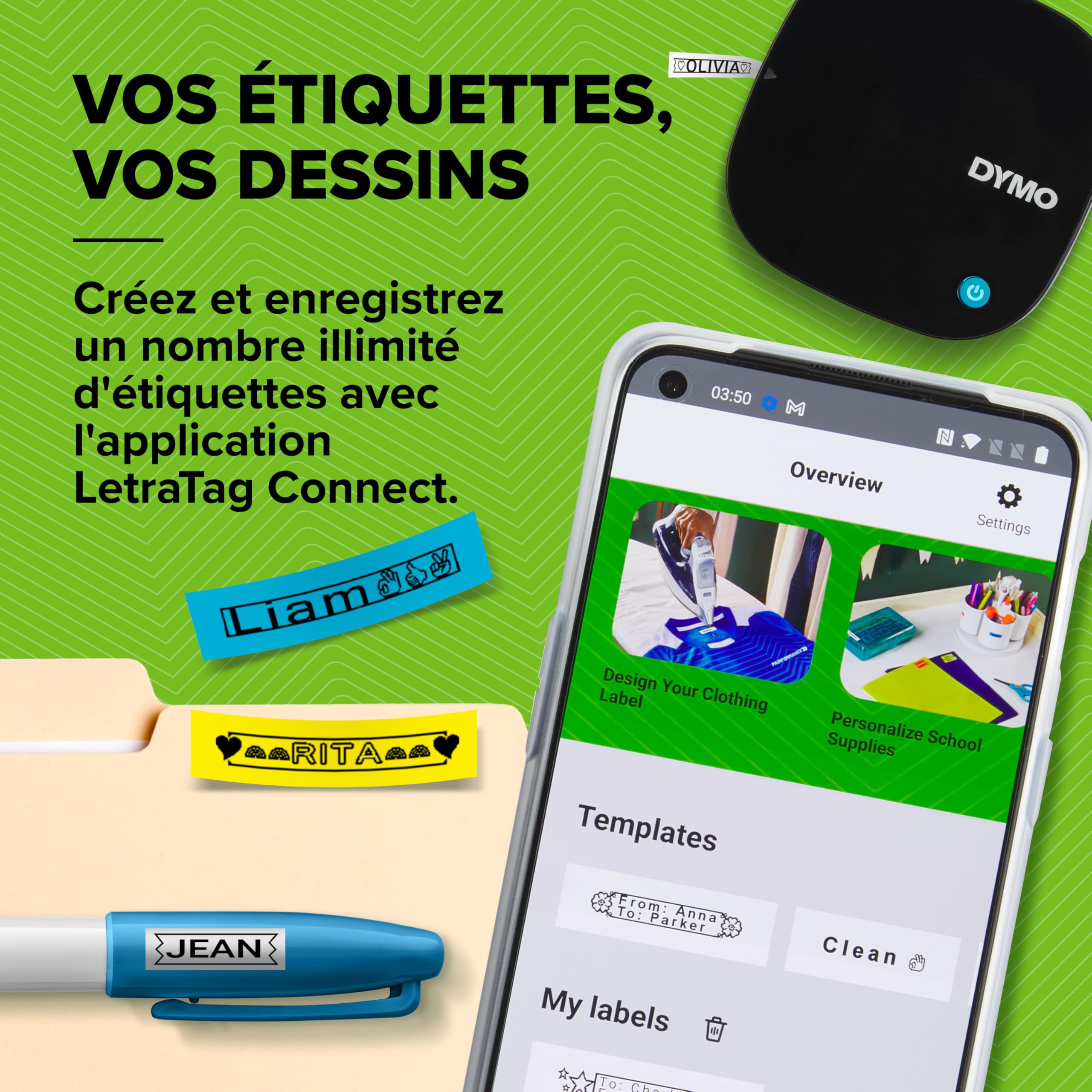 dymo-letratag-200b-tiqueteuse-bluetooth-noire-ruban-papier-12-mm image 2