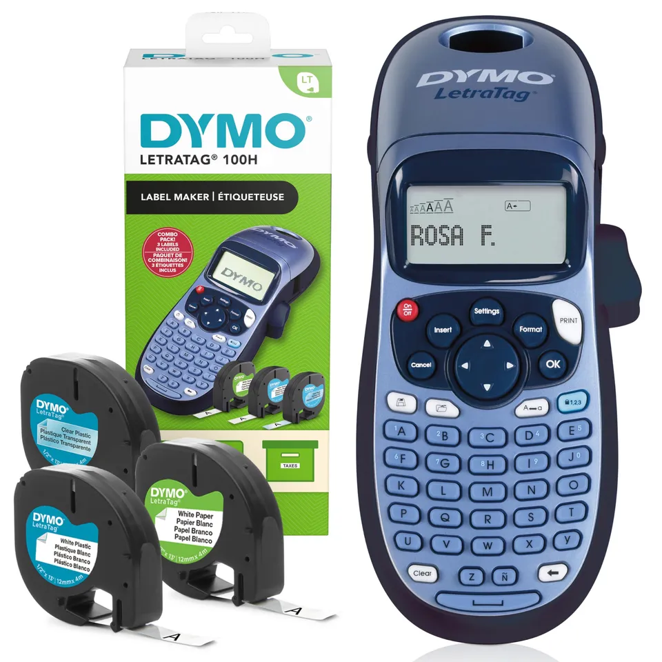 dymo-letratag-lt-100h-tiqueteuse-portable-bleue-3-rubans-12-mm image 1