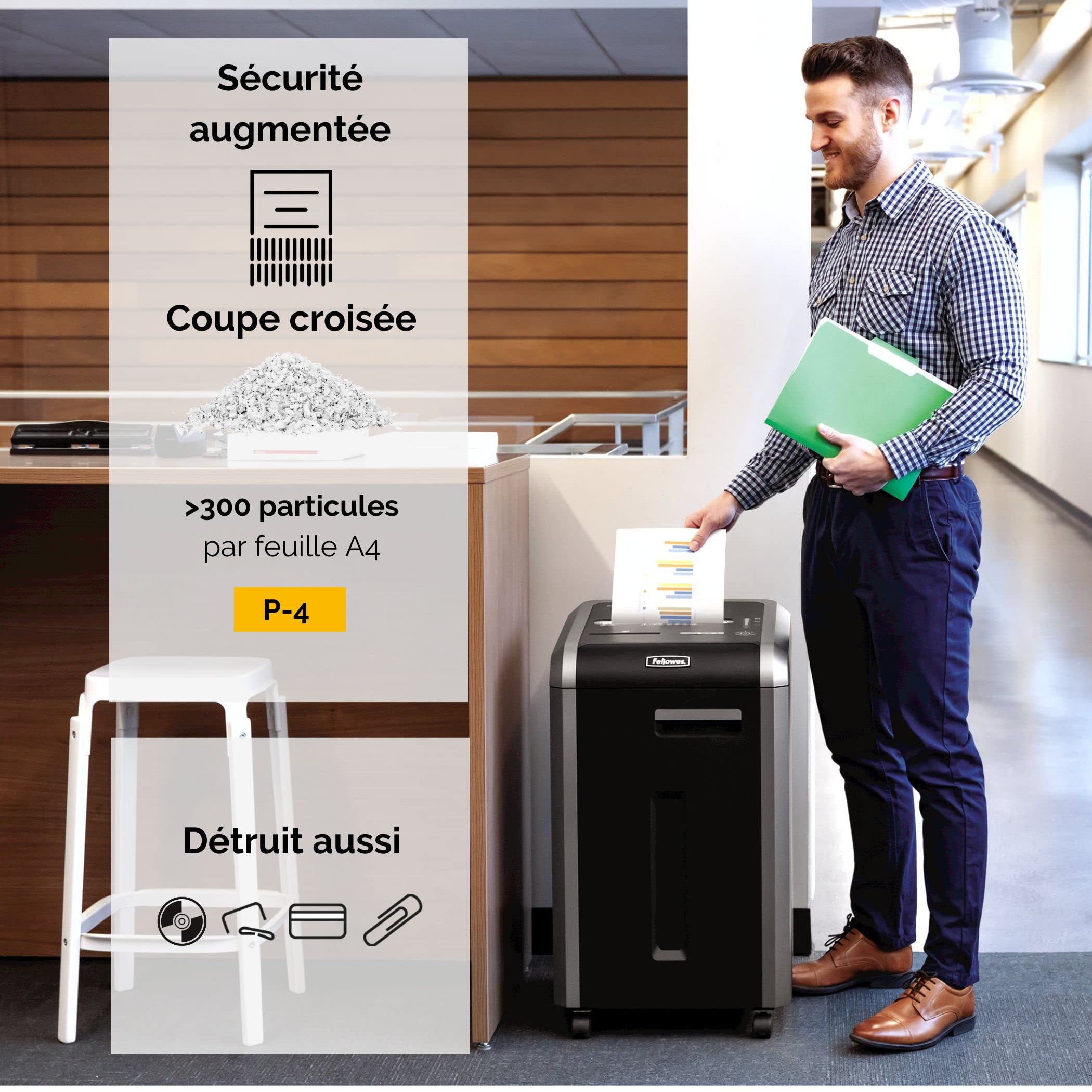 fellowes-powershred-325ci-destructeur-coupe-crois-e-p-4-22-24-feuilles-noir image 2