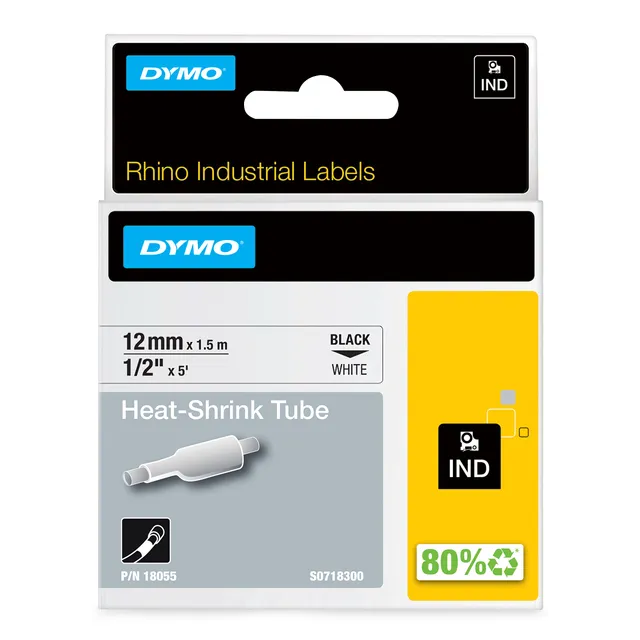 dymo-rhino-gaine-thermor-tractable-9-mm-x-1-5-m-noir-sur-jaune image 1