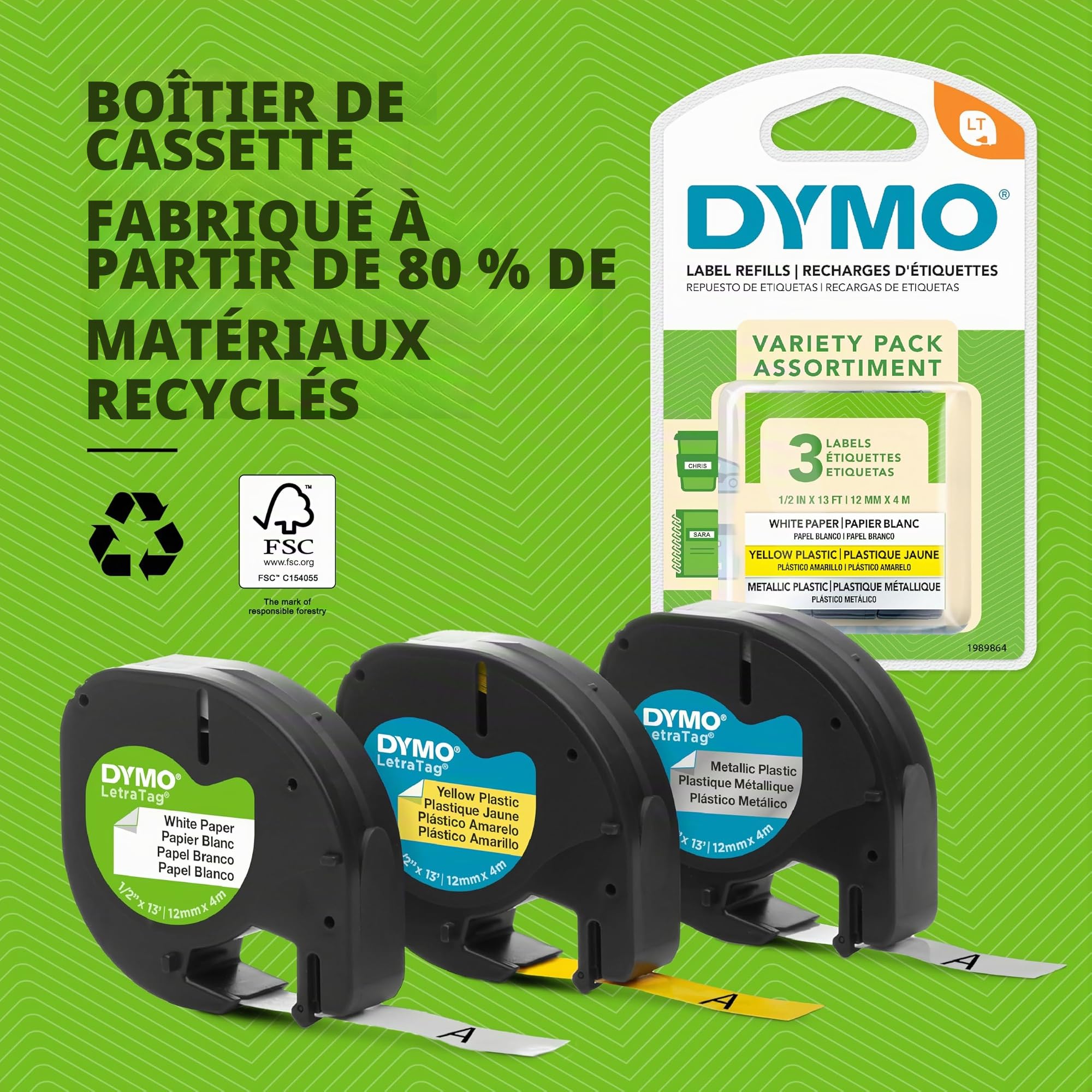 dymo-letratag-starter-set-12-mm-x-4-m-3-cassettes-papier-plastique-m-tal image 6