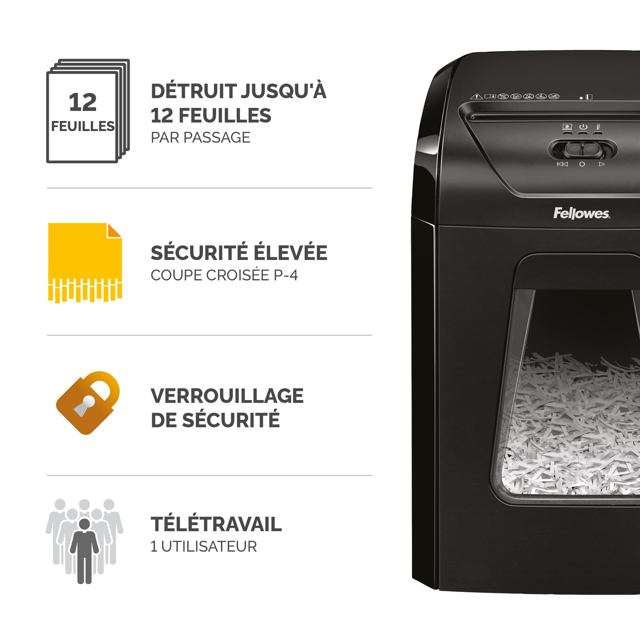fellowes-12c-destructeur-de-documents-coupe-crois-e-12-feuilles-19l-noir image 2