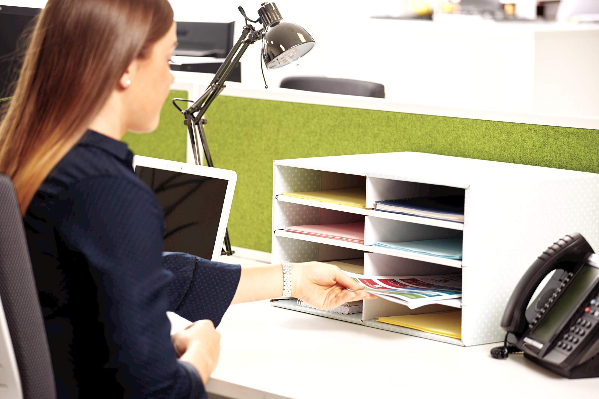fellowes-bankers-box-module-multi-rangement-trieur-de-bureau-vert-blanc image 2
