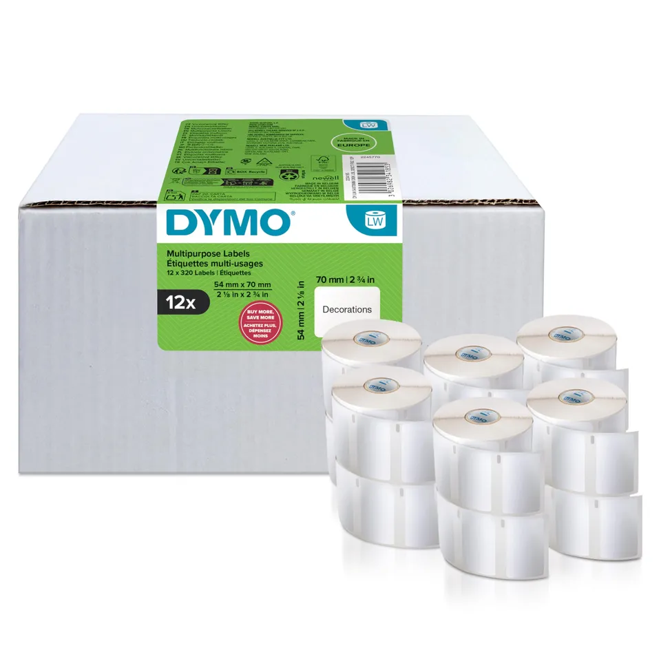 dymo-labelwriter-tiquettes-autocollantes-polyvalentes-54-mm-x-70-mm-12-rouleaux- image 1